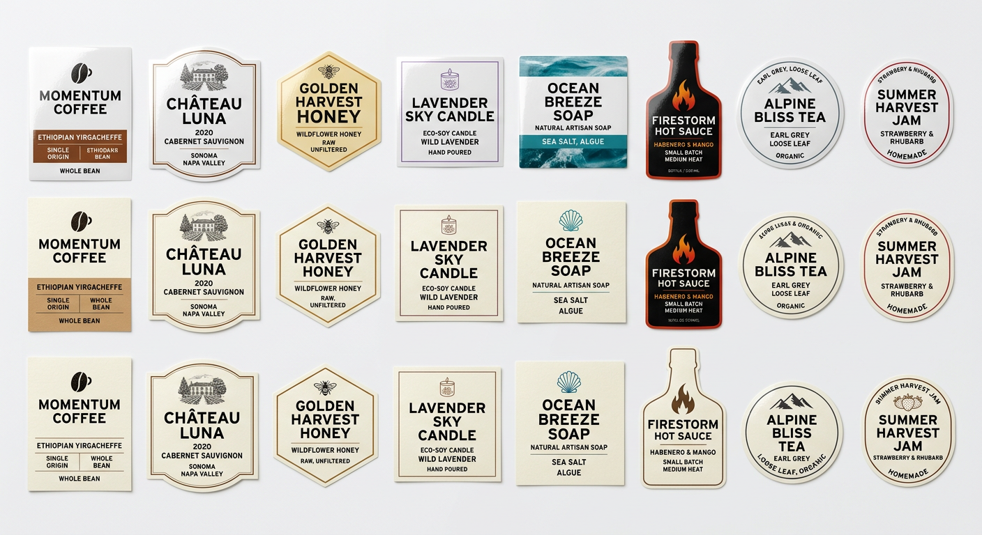 500 custom labels packaging close up