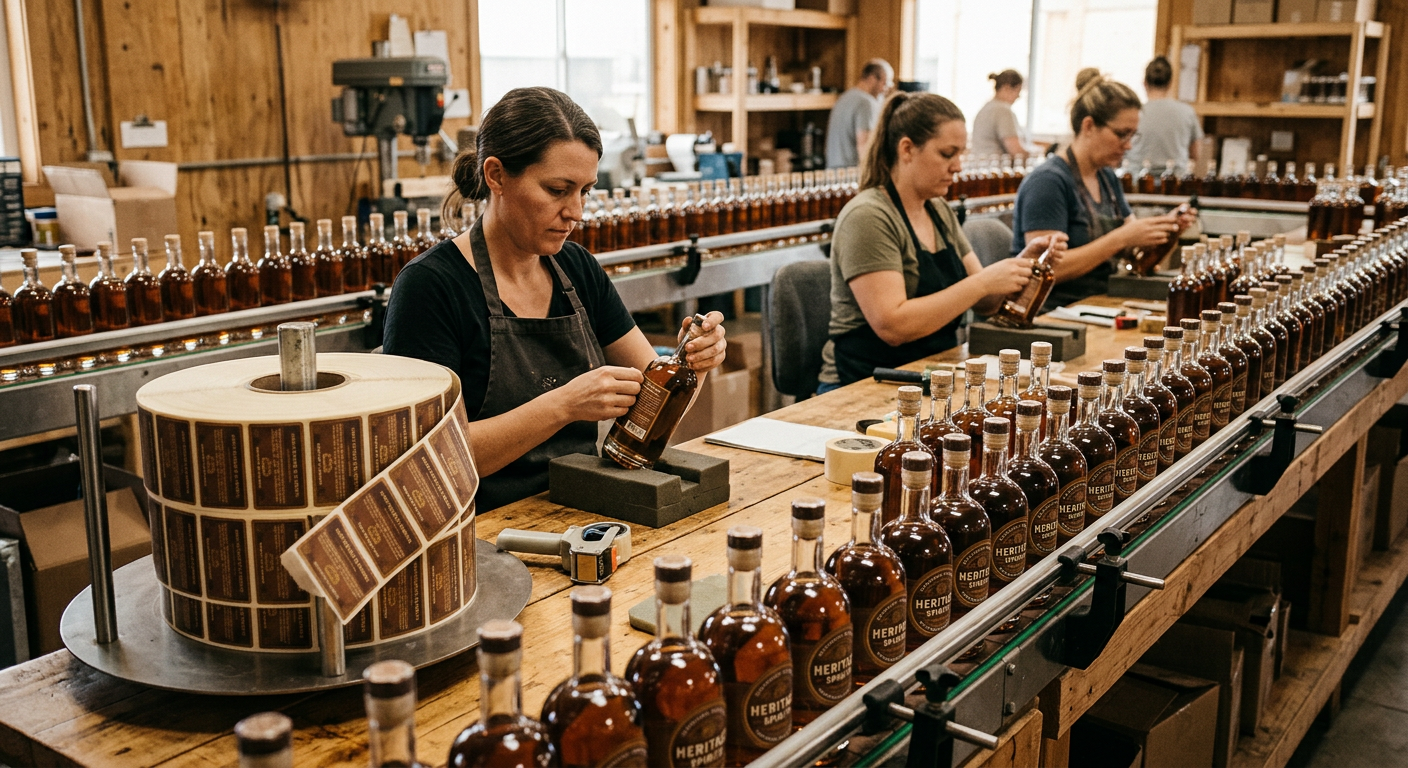 1000 custom labels packaging close up