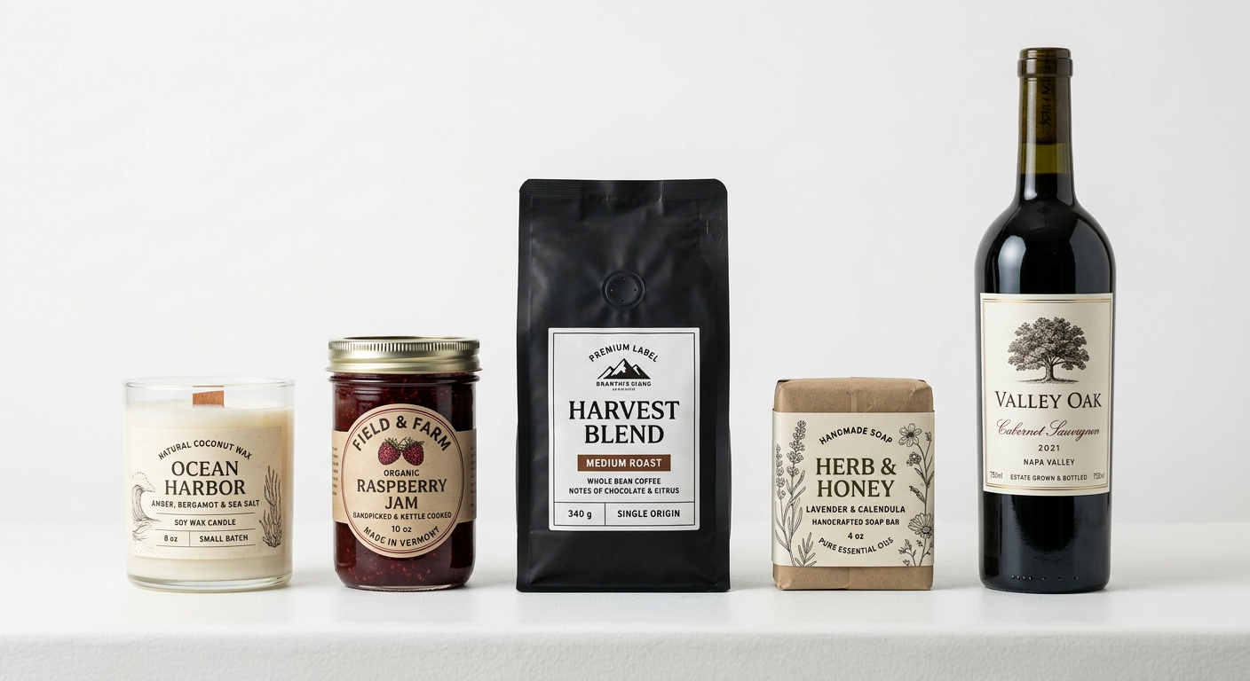 250 custom labels packaging close up