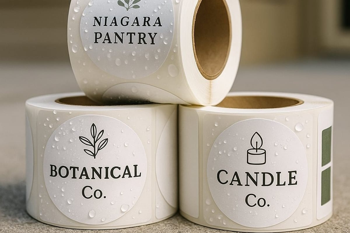 Roll labels on a label roll (example)